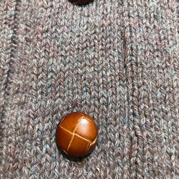 Northern Isles wool leather button up cardigan XL made in USA vintage unisex - Picture 8 of 10